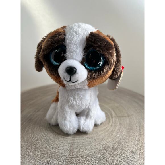 Ty Beanie Boos Duke The Dog Blue Glitter Eyes and Blue Tail Tip - Picture 8 of 9